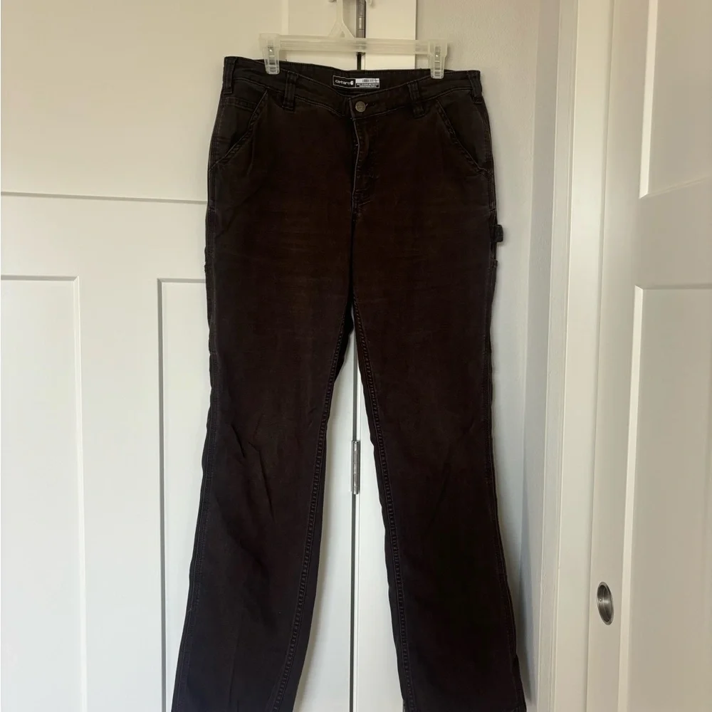 Carhartt WOMEN'S RUGGED FLEX® LOOSE FIT CANVAS WORK PANT Dark Brown - Picture 5 of 5